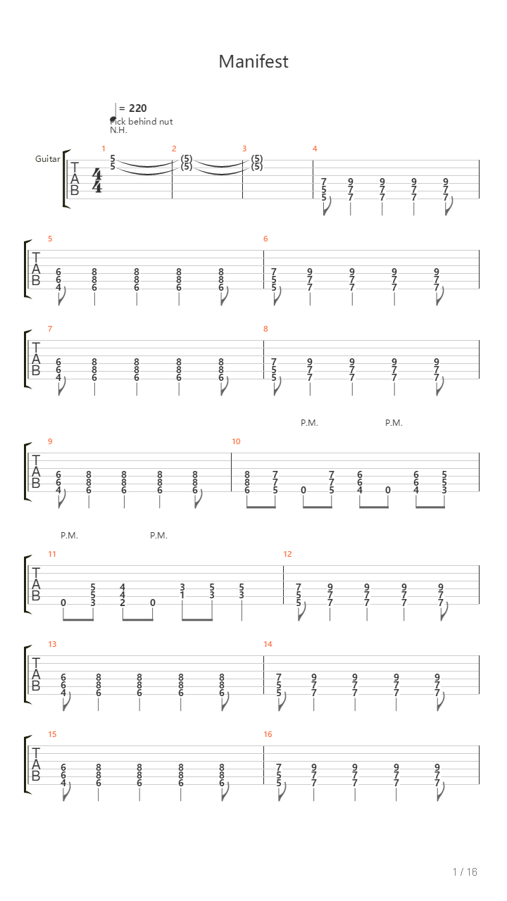 Manifest吉他谱