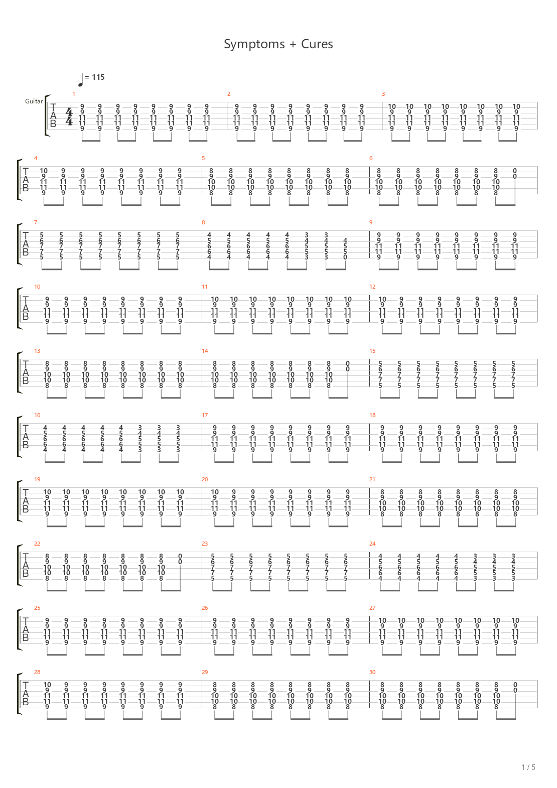 Symptoms Cures吉他谱