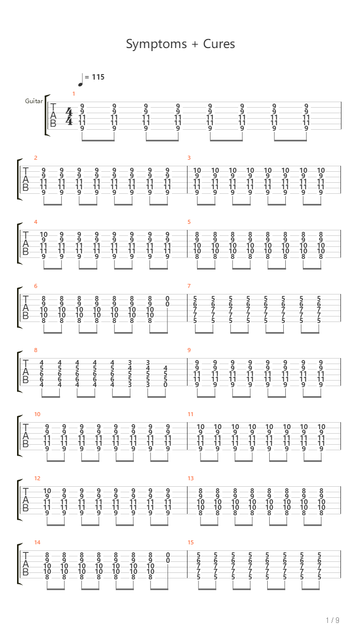 Symptoms Cures吉他谱