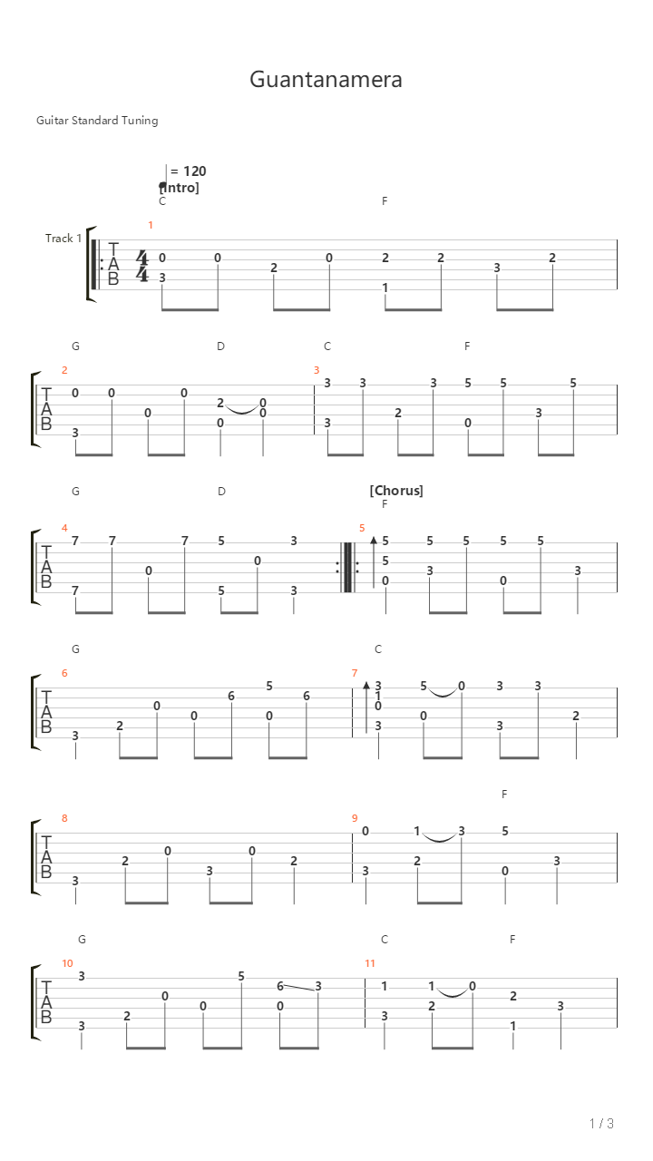 Guantanamera吉他谱