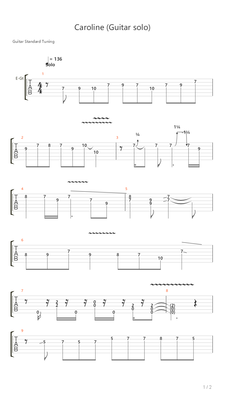 Caroline吉他谱