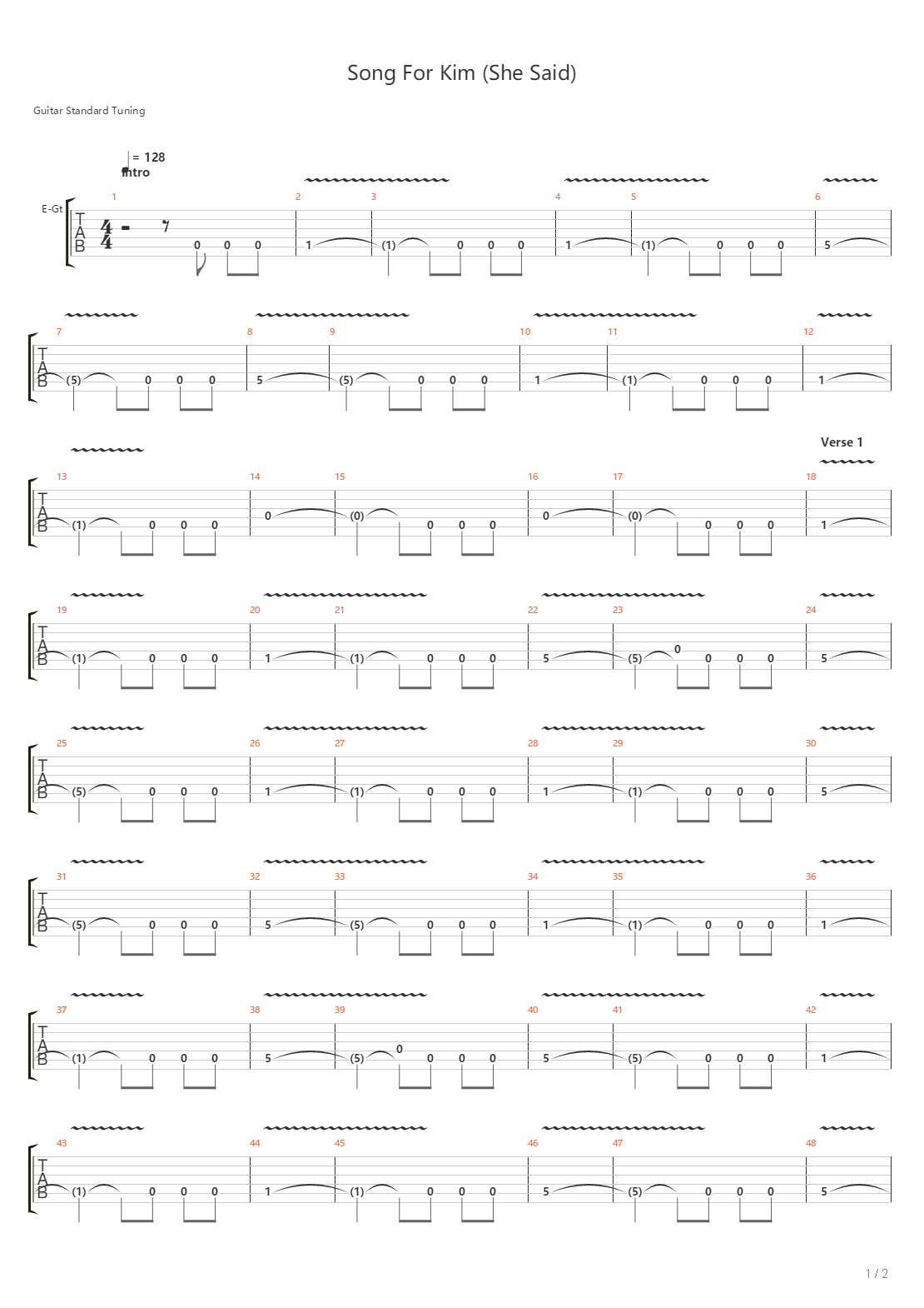 Song For Kim She Said吉他谱