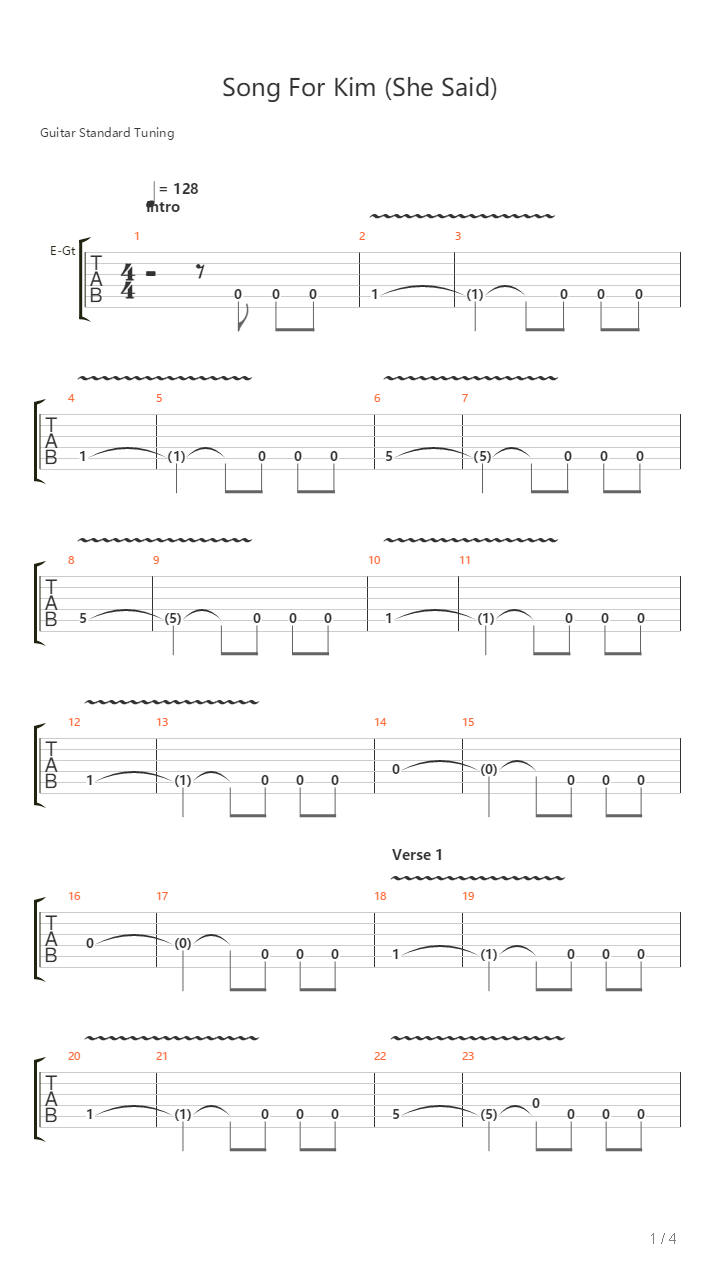 Song For Kim She Said吉他谱