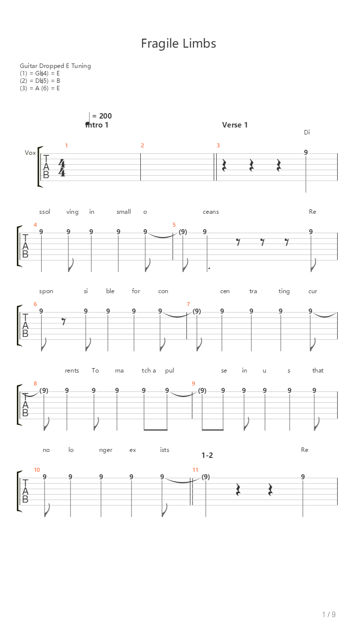 Fragile Limbs吉他谱