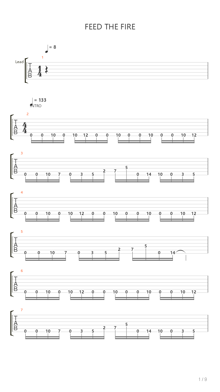 Feed The Fire吉他谱