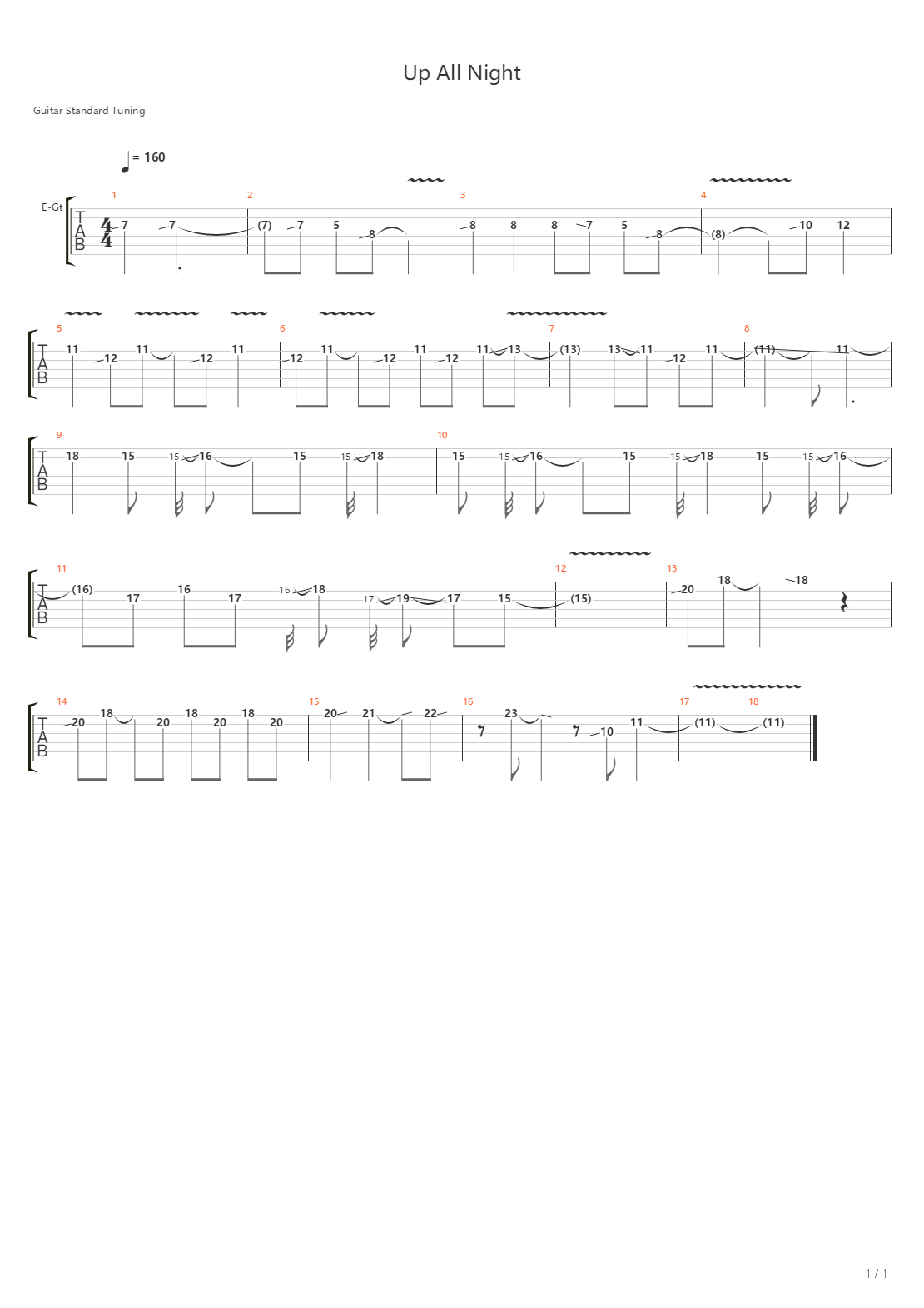 Up All Night吉他谱