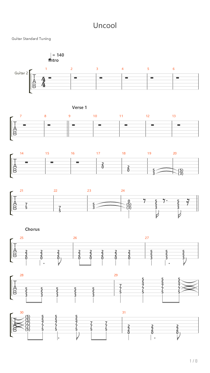Uncool吉他谱