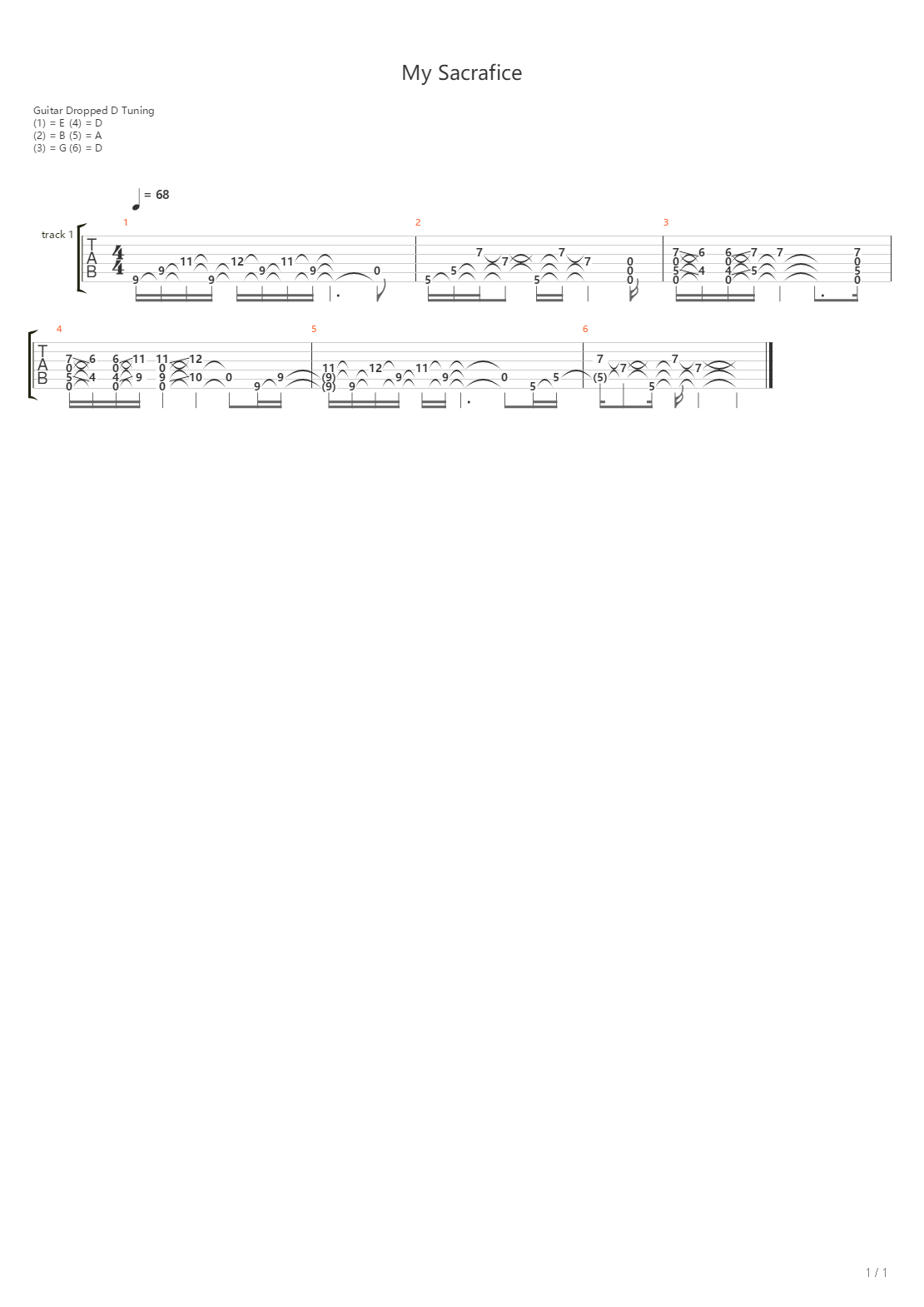 My Sacrifice吉他谱