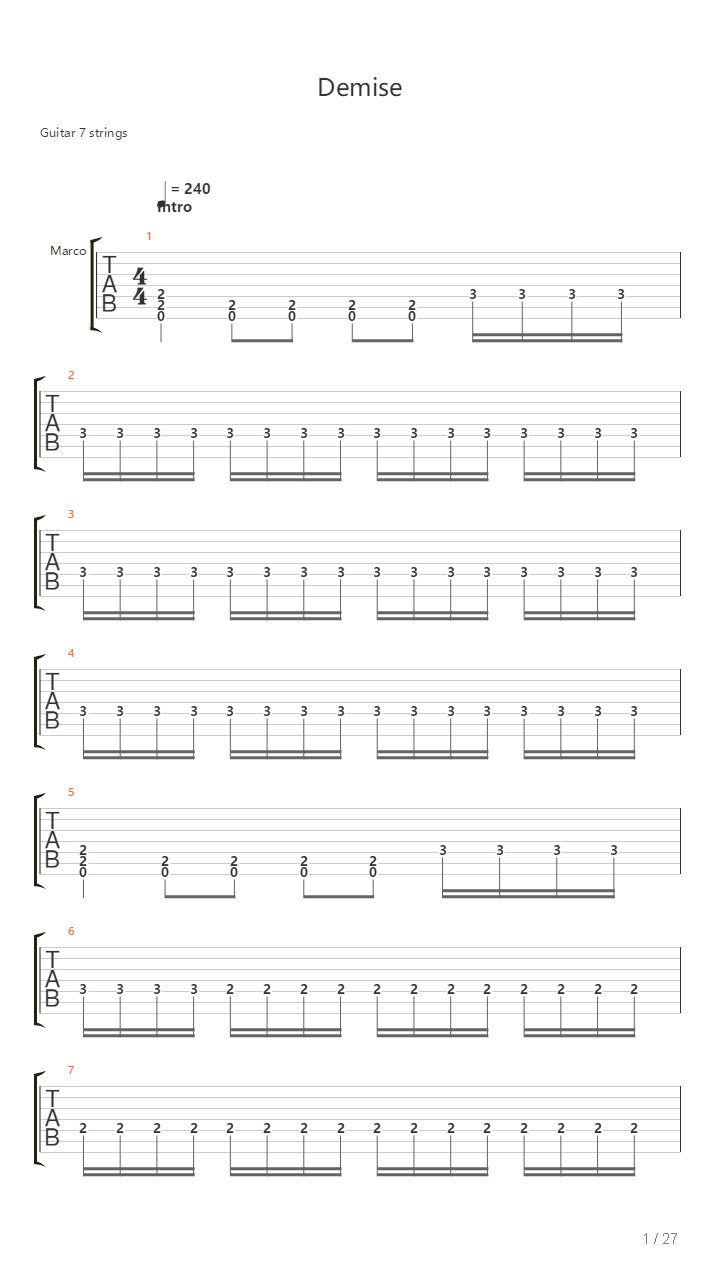 Demise吉他谱