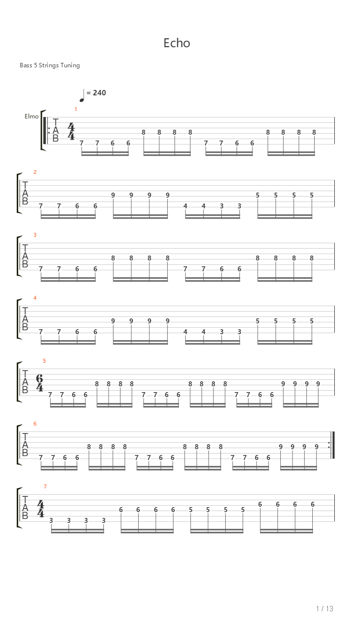 Echo吉他谱