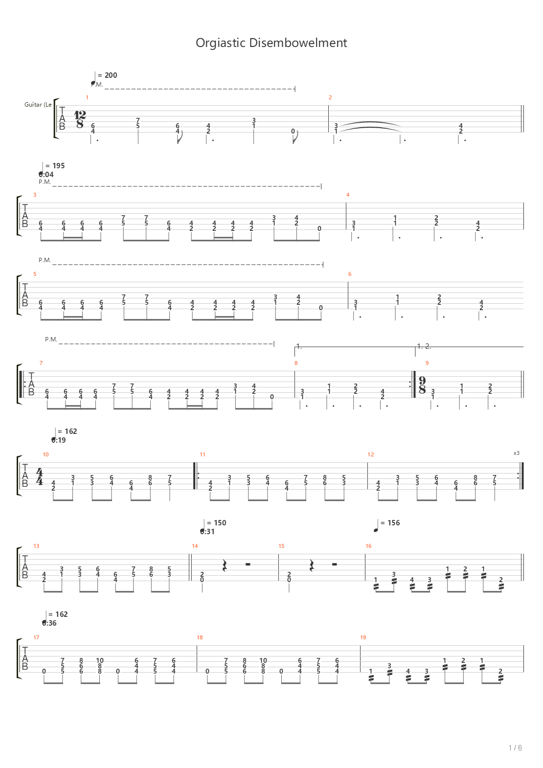 Orgiastic Disembowelment吉他谱