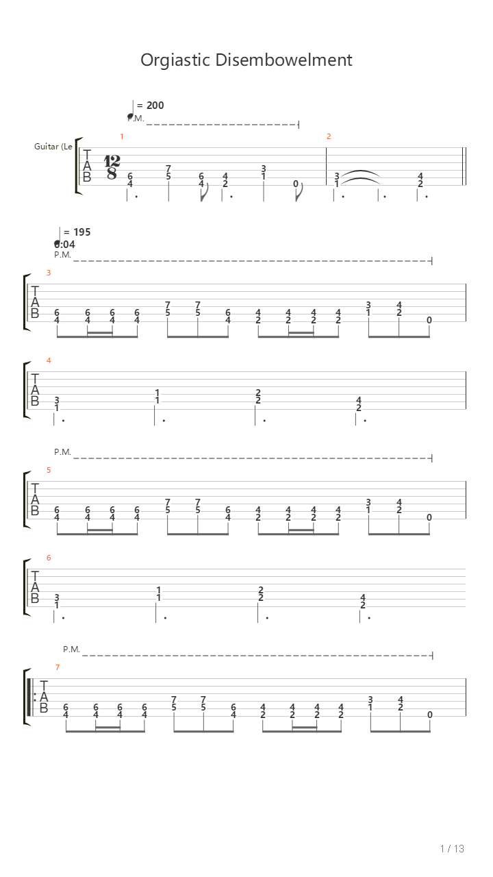 Orgiastic Disembowelment吉他谱