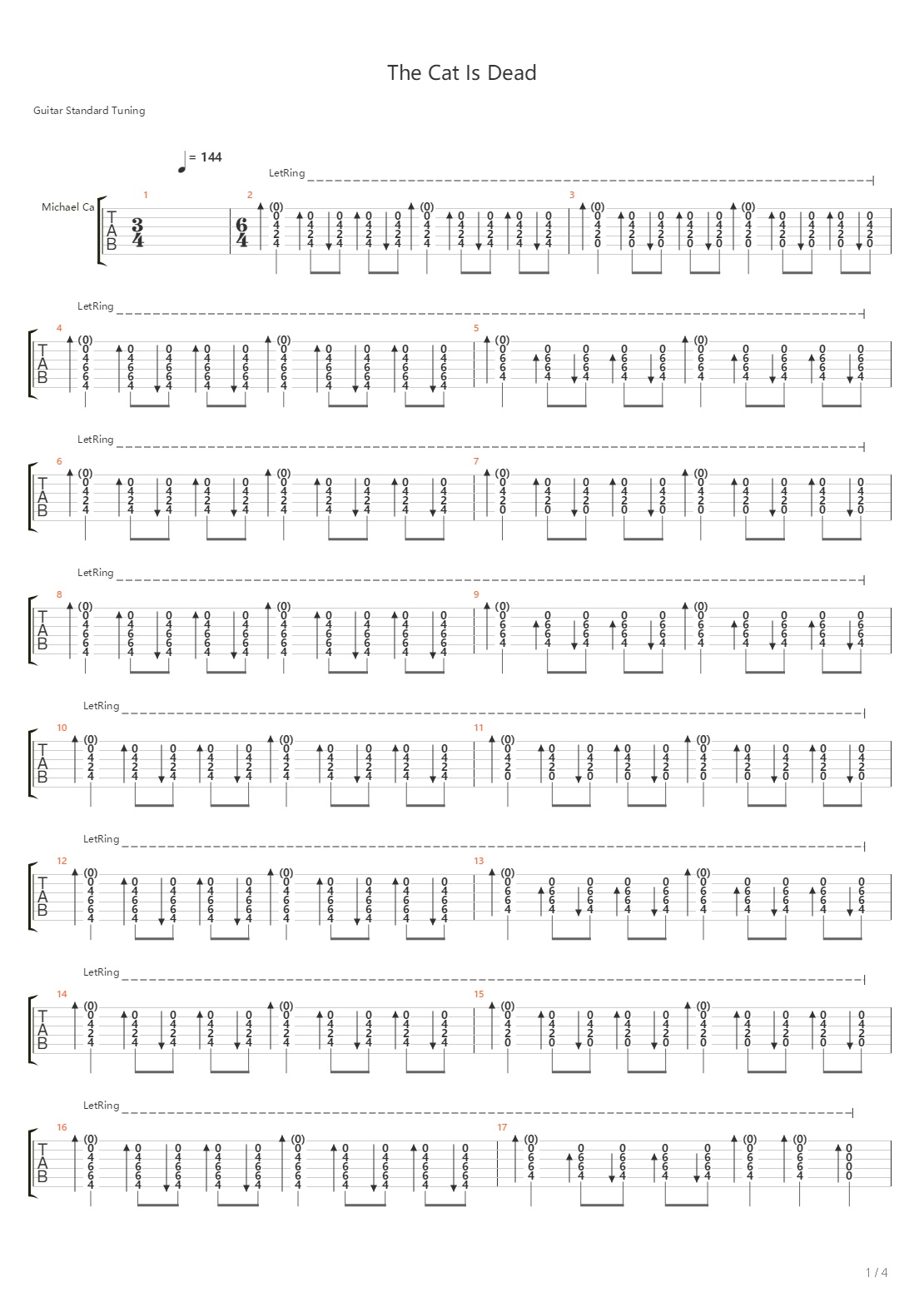 The Cat Is Dead吉他谱
