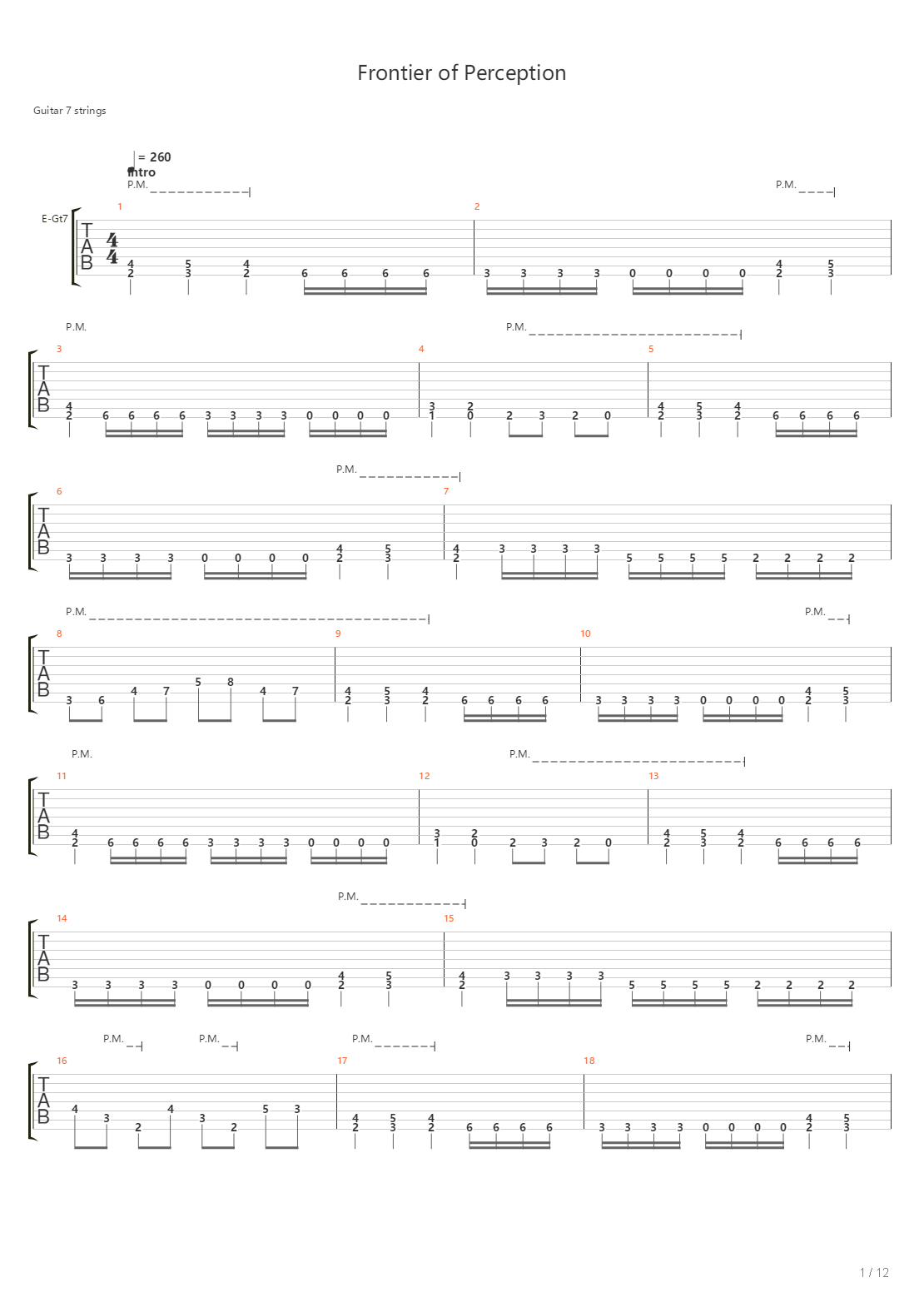 Frontier Of Perception吉他谱