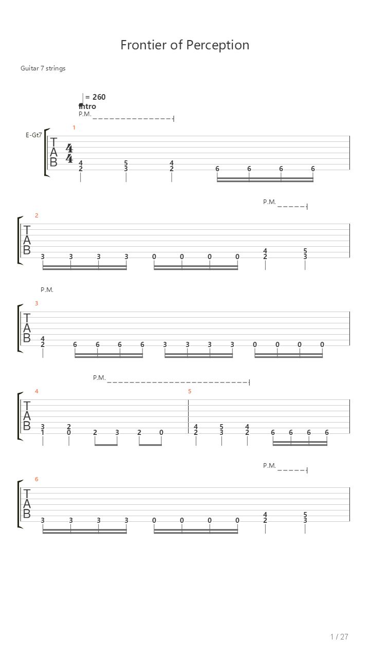 Frontier Of Perception吉他谱