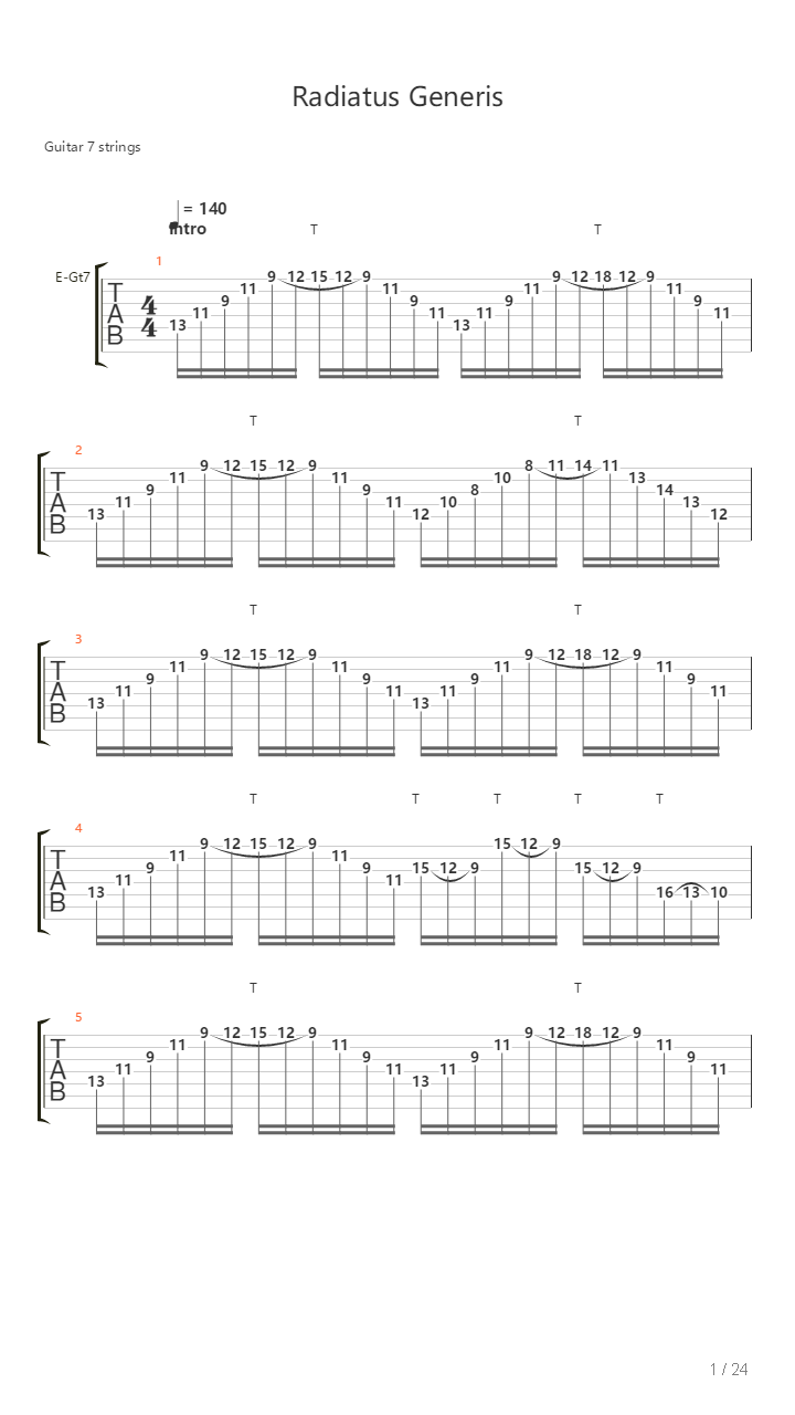 Radiatus Generis吉他谱