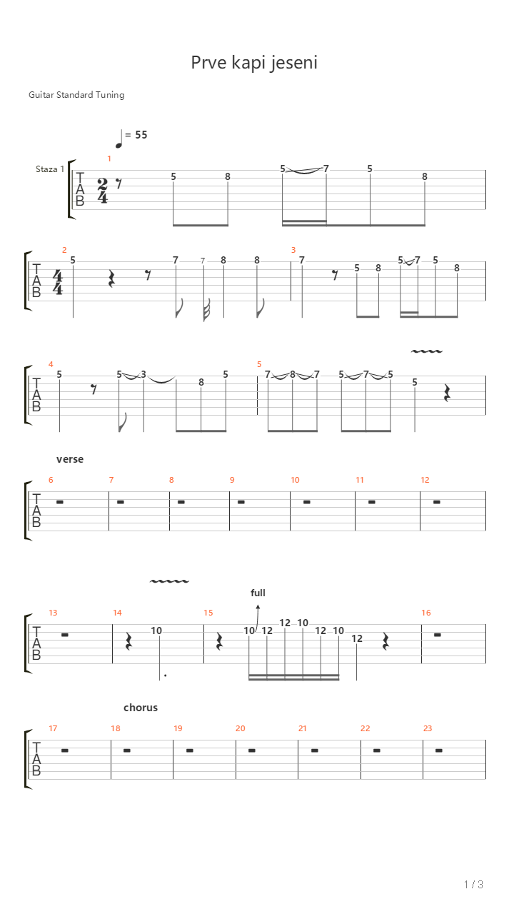 Prve Kapi Jeseni吉他谱