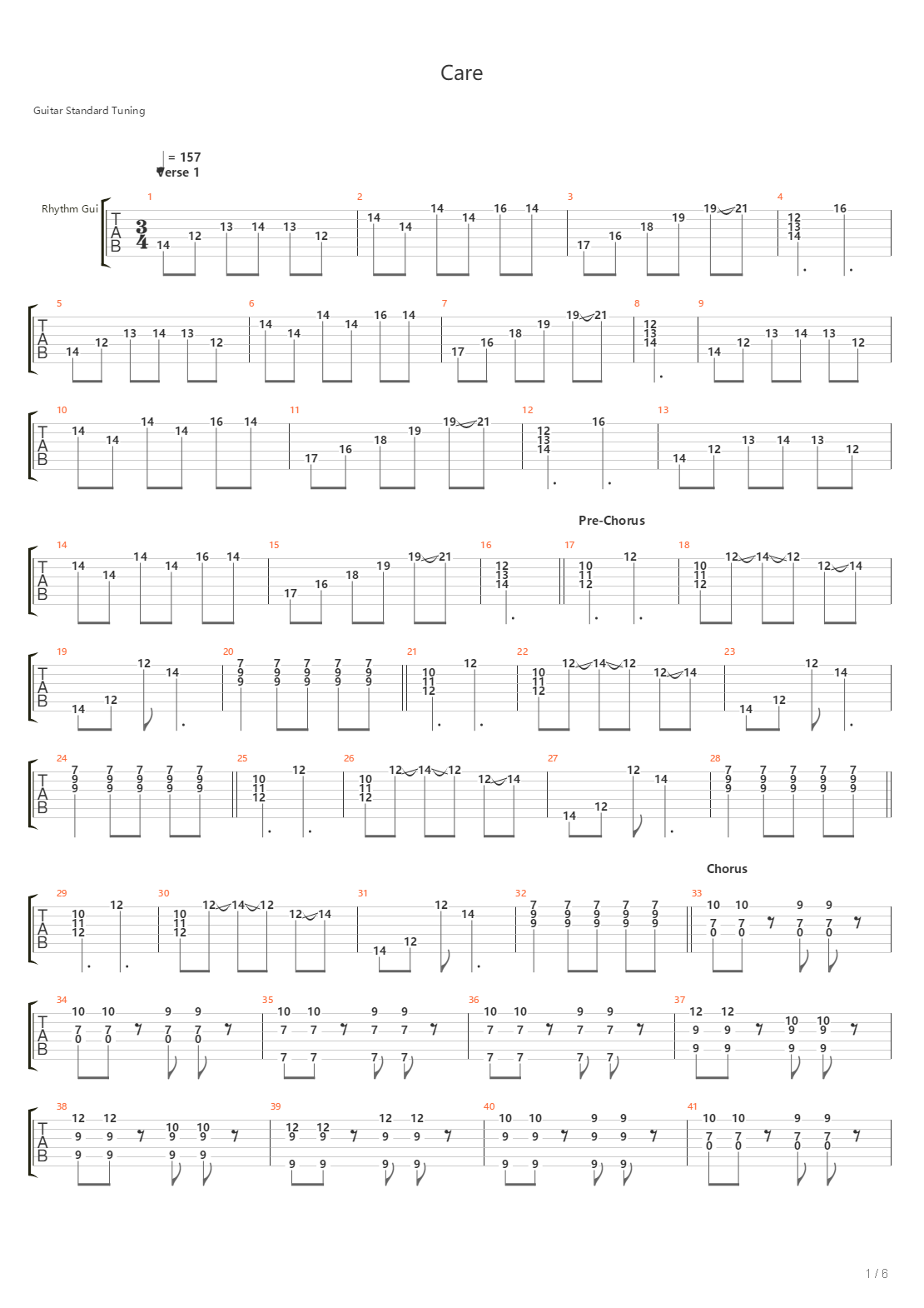 Care吉他谱