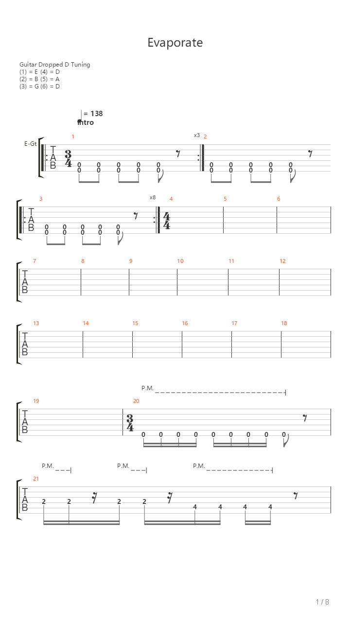 Evaporate吉他谱