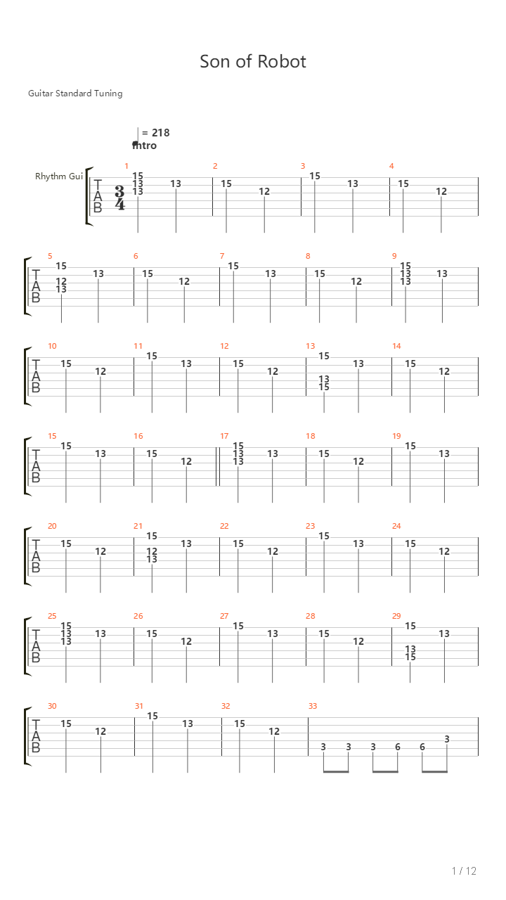 Son Of Robot吉他谱