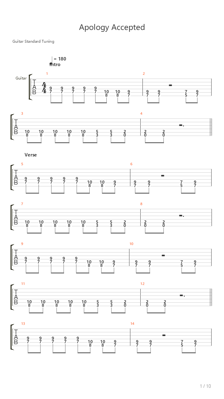 Apology Accepted吉他谱