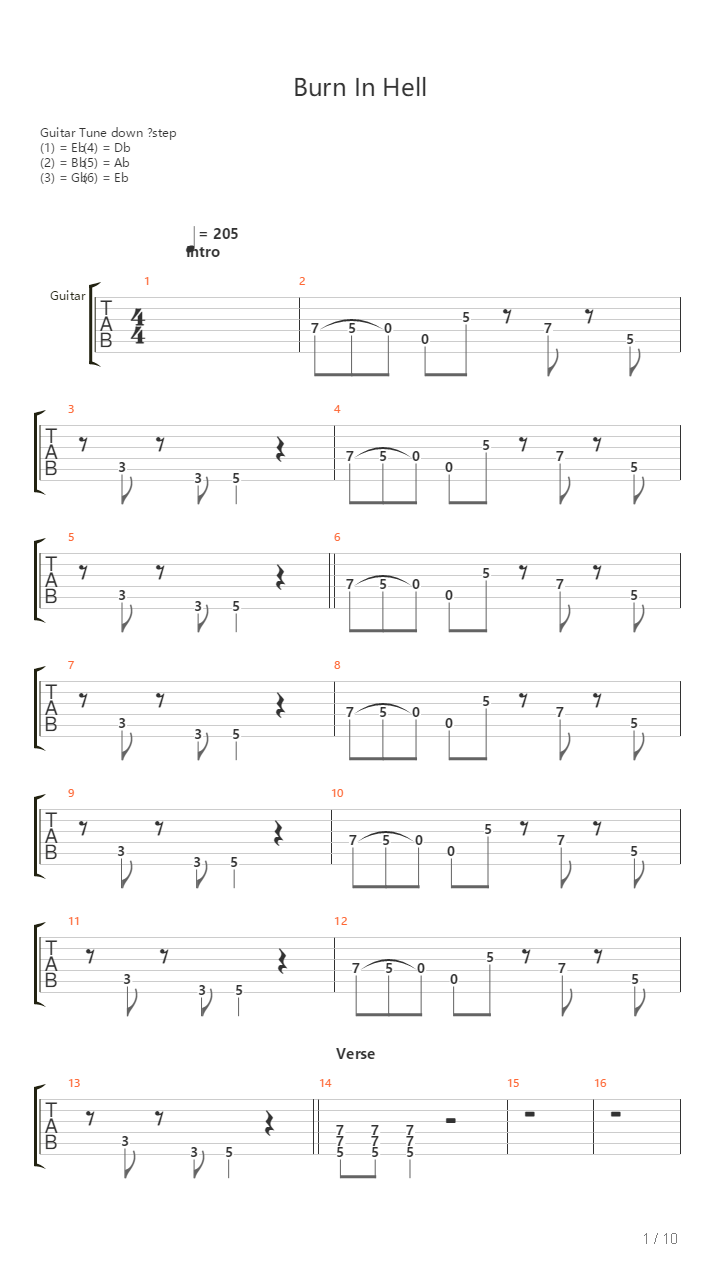 Burn In Hell吉他谱