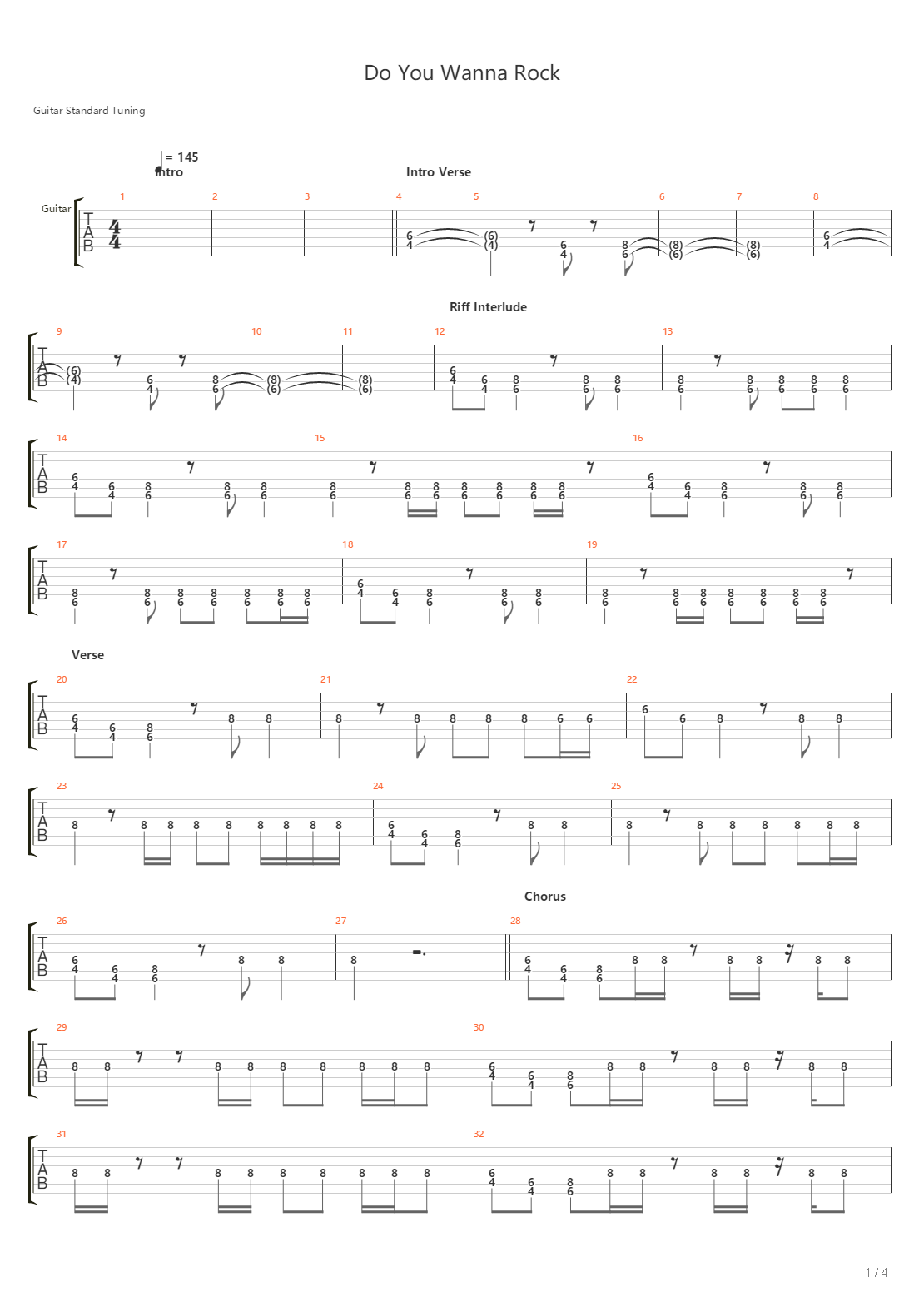 Do You Wanna Rock吉他谱