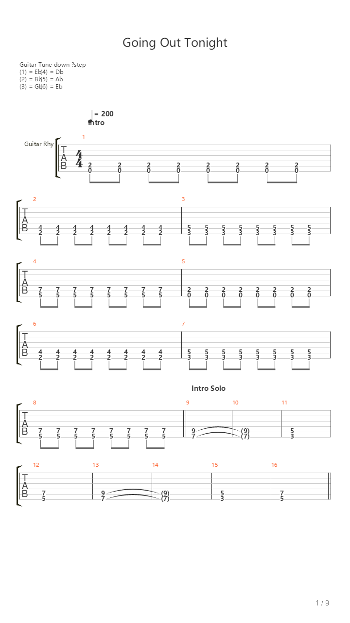 Going Out Tonight吉他谱