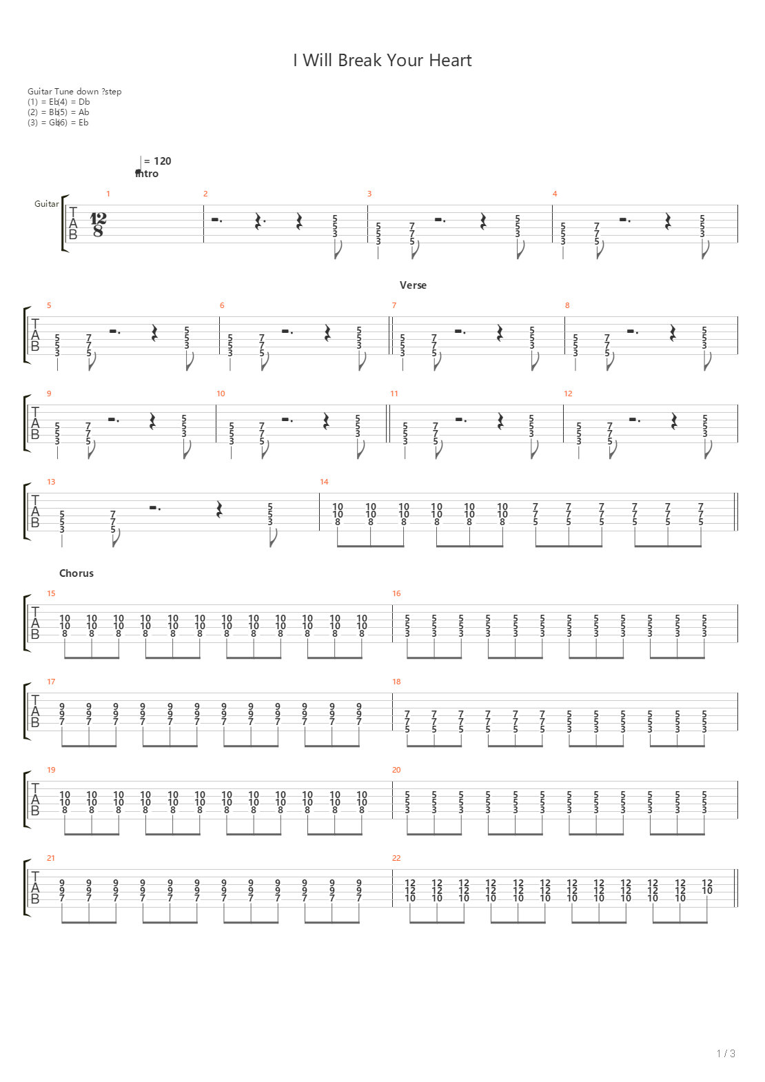 I Will Break Your Heart吉他谱