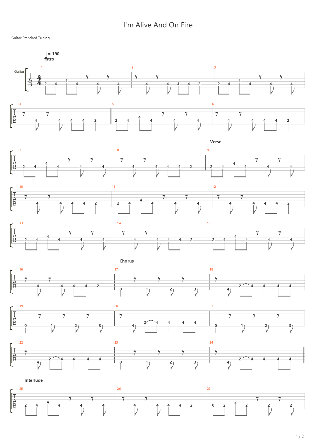 Im Alive And On Fire吉他谱
