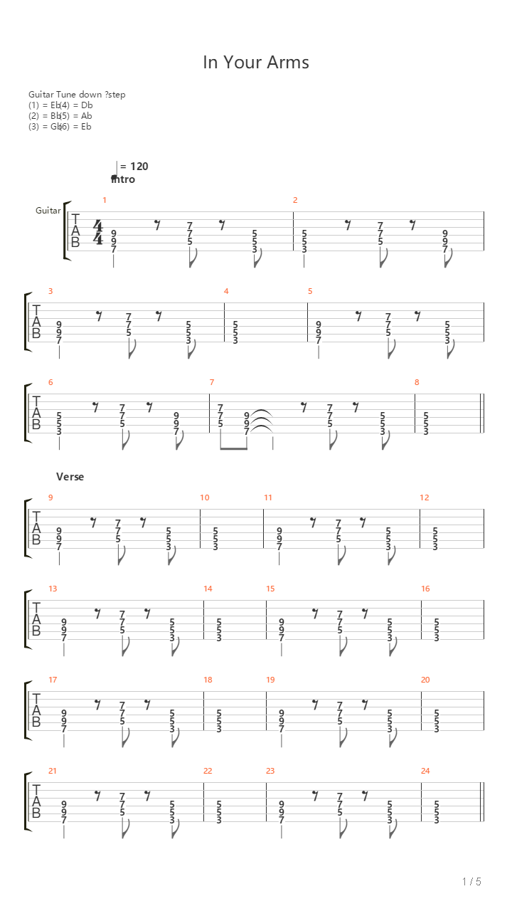 In Your Arms吉他谱