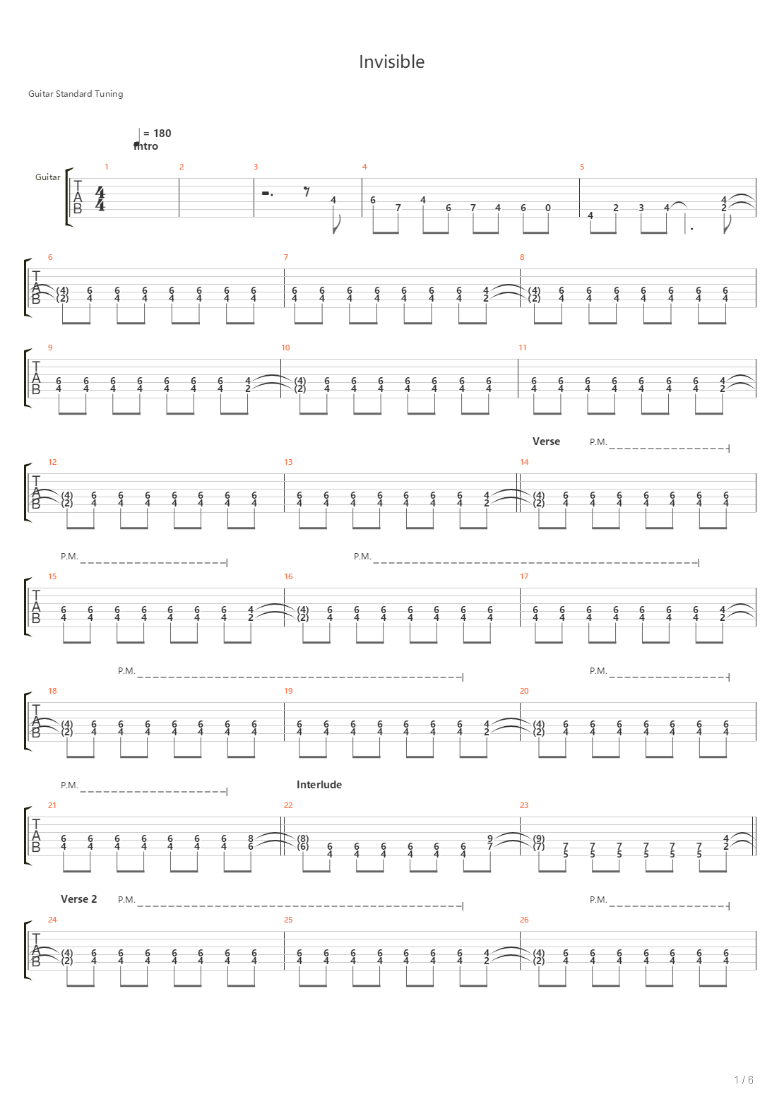 Invisible吉他谱