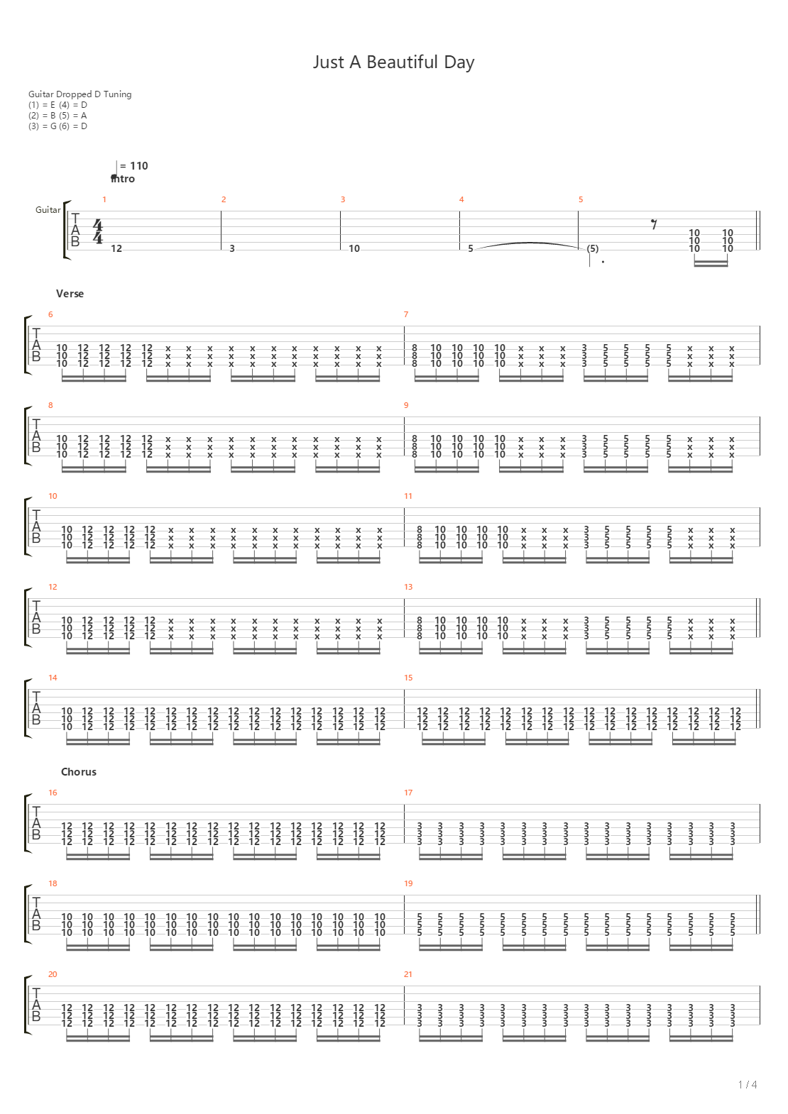 Just A Beautiful Day吉他谱