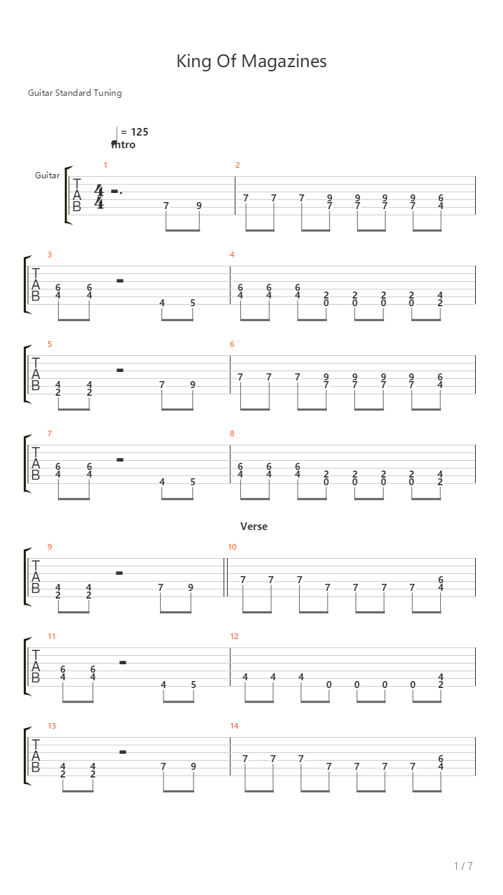 King Of Magazines吉他谱
