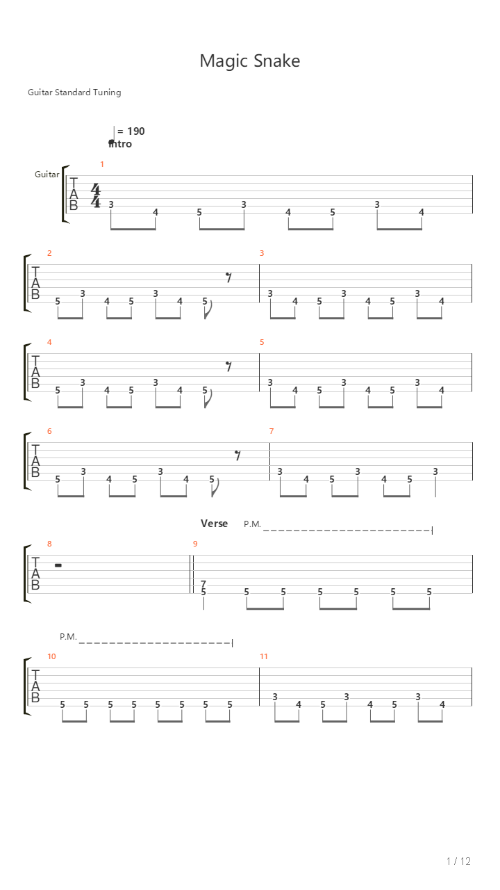 Magic Snake吉他谱