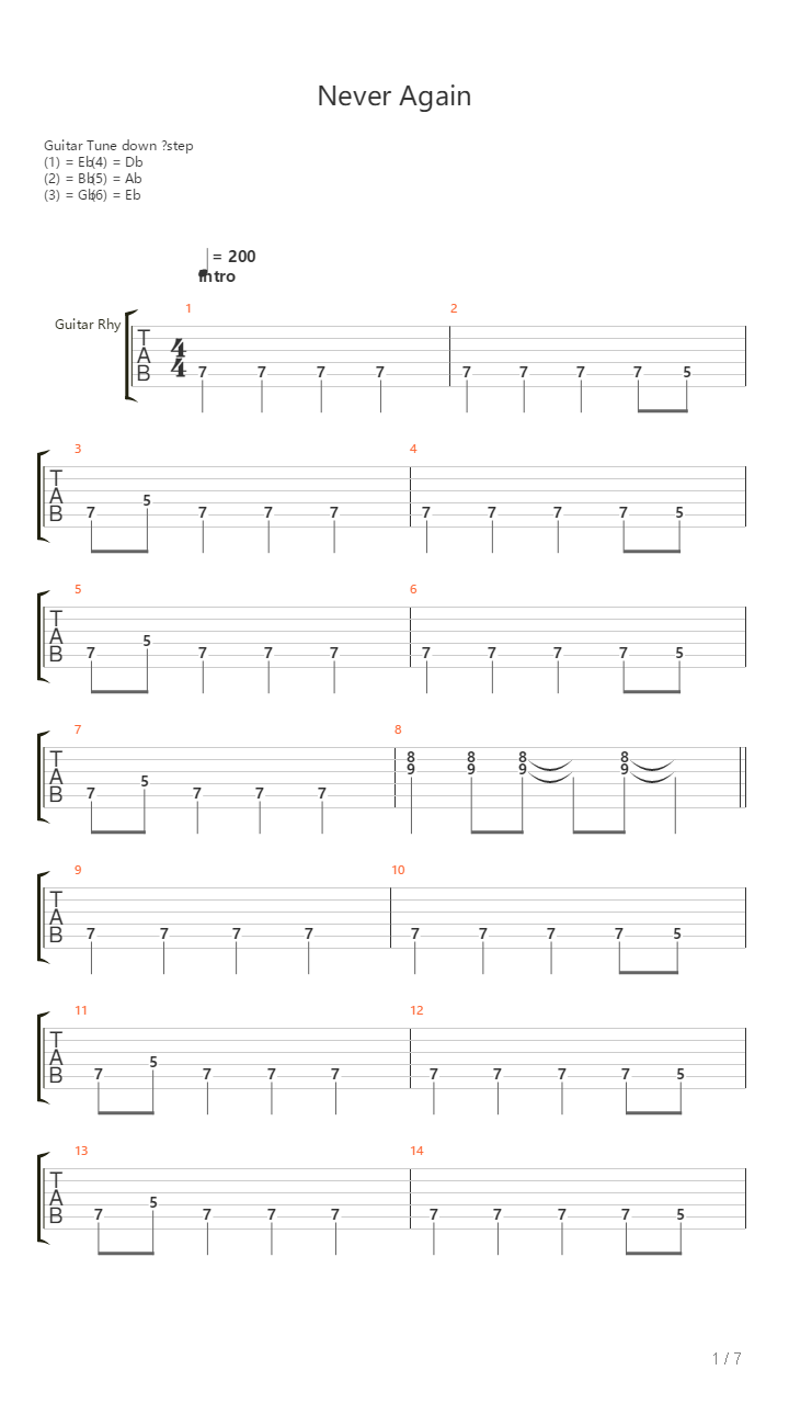 Never Again吉他谱