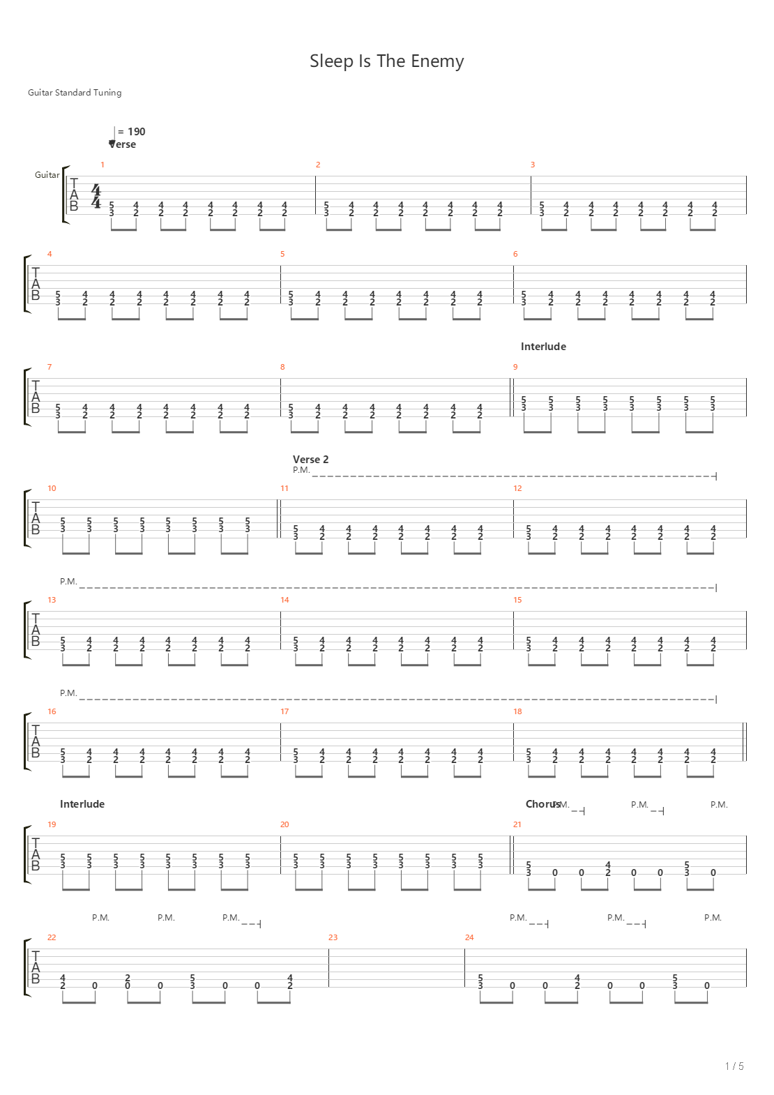 Sleep Is The Enemy吉他谱