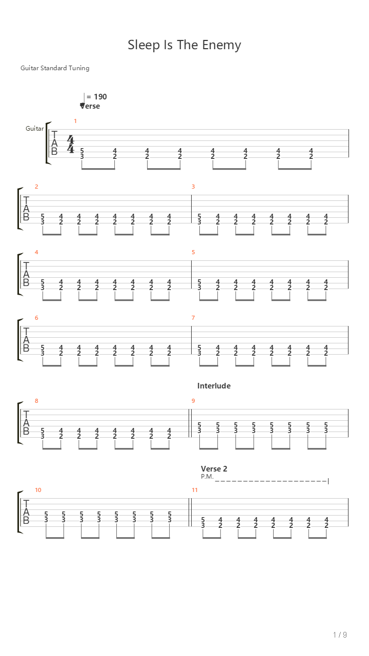 Sleep Is The Enemy吉他谱