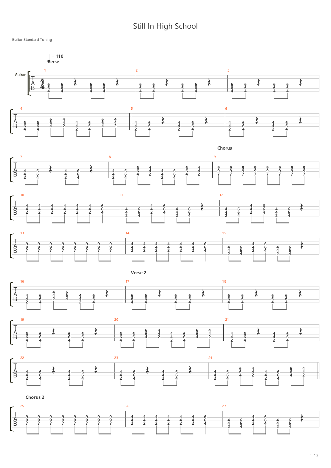 Still In High School吉他谱