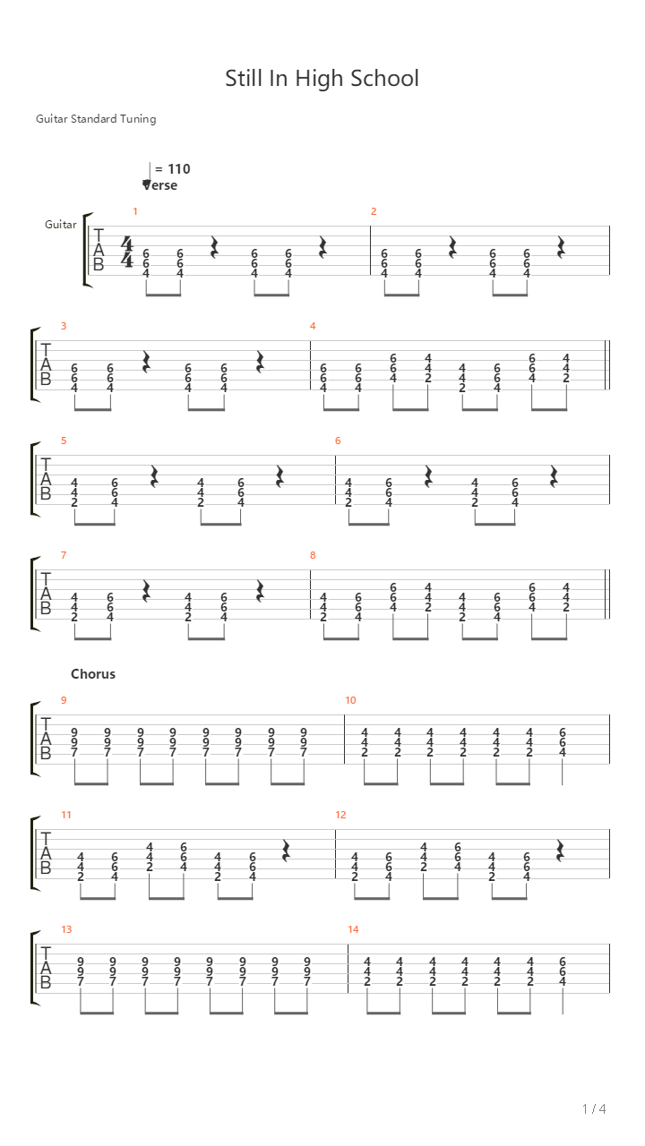 Still In High School吉他谱