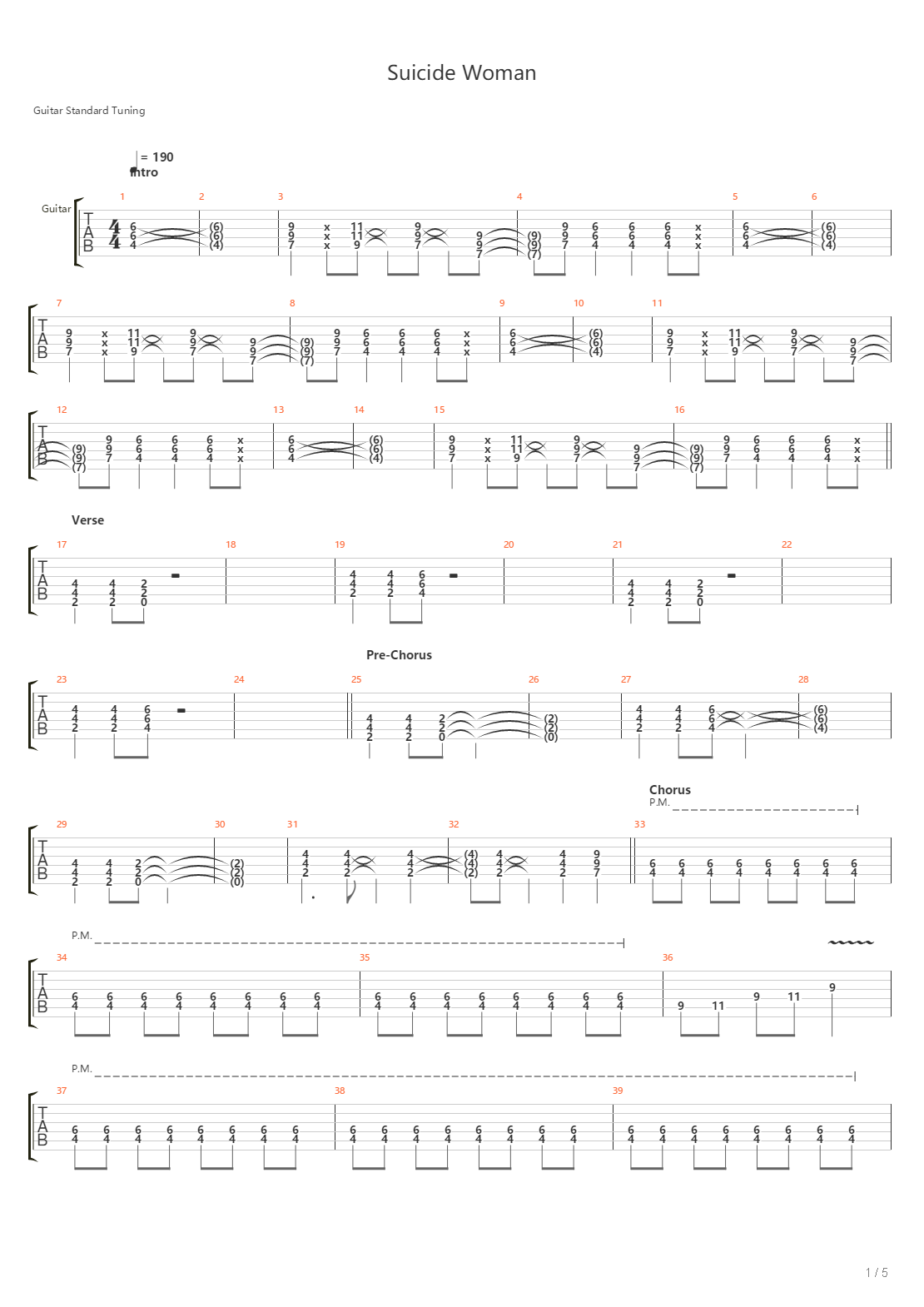 Suicide Woman吉他谱