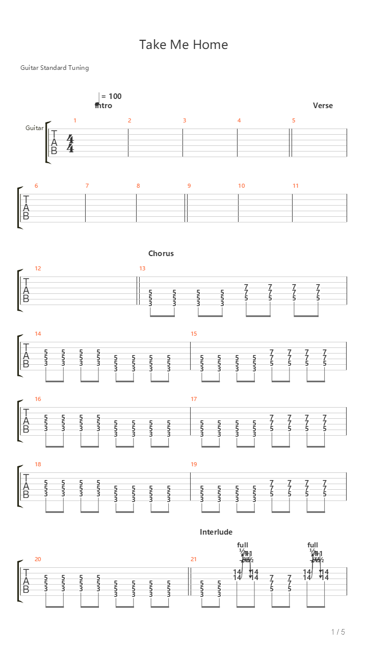 Take Me Home吉他谱