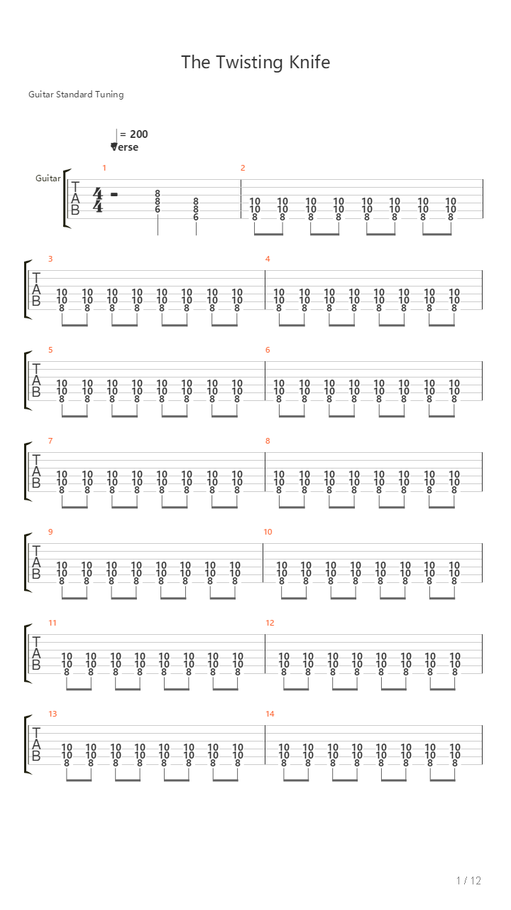 The Twisting Knife吉他谱