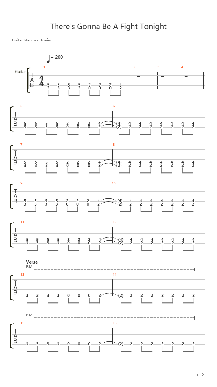 Theres Gonna Be A Fight Tonight吉他谱
