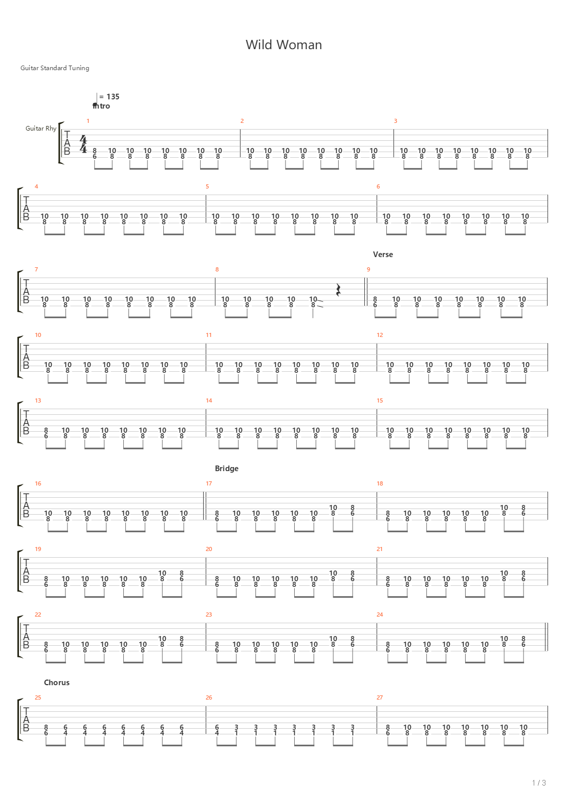 Wild Woman吉他谱