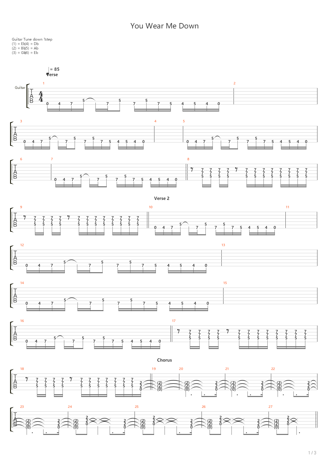You Wear Me Down吉他谱