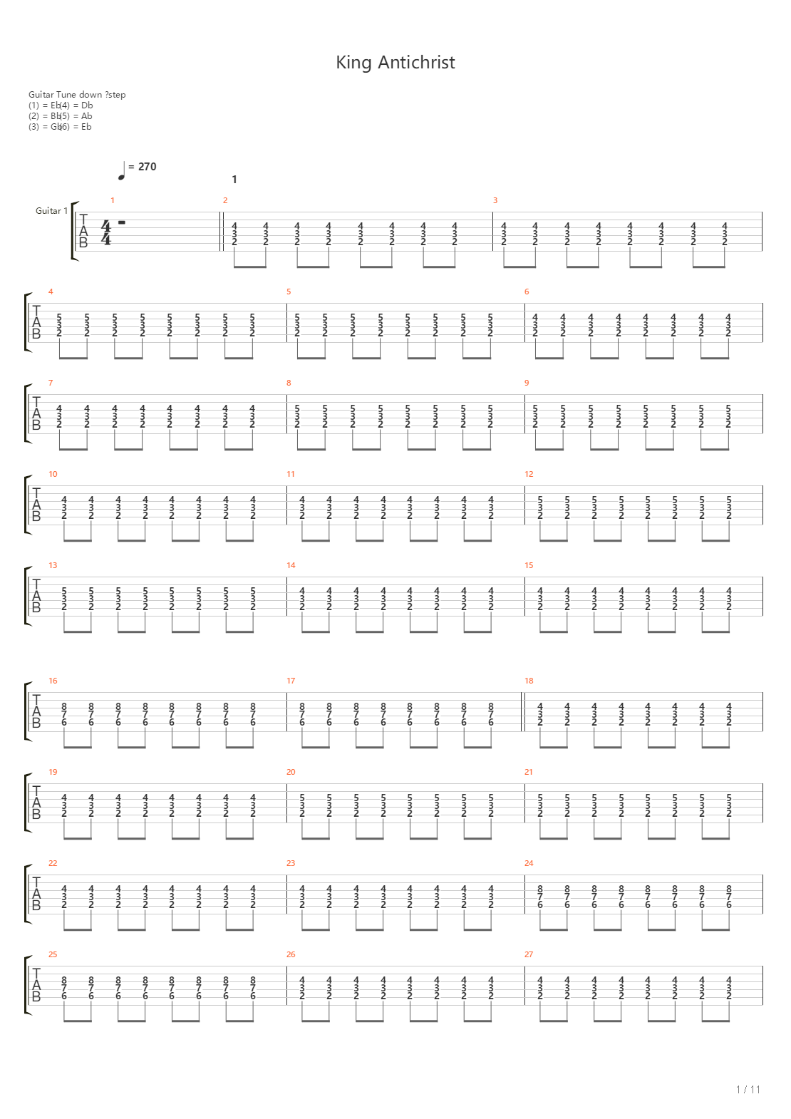 King Antichrist吉他谱