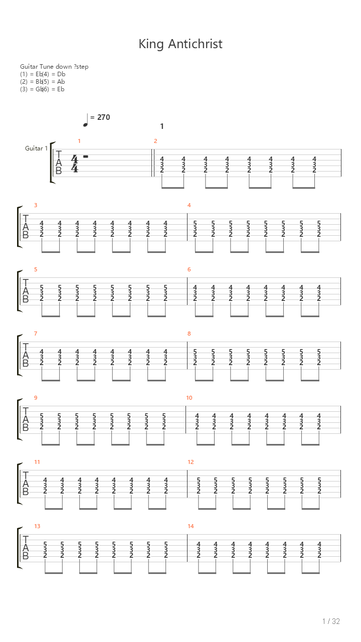 King Antichrist吉他谱