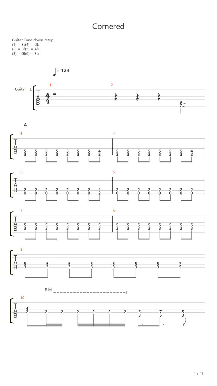 Cornered吉他谱