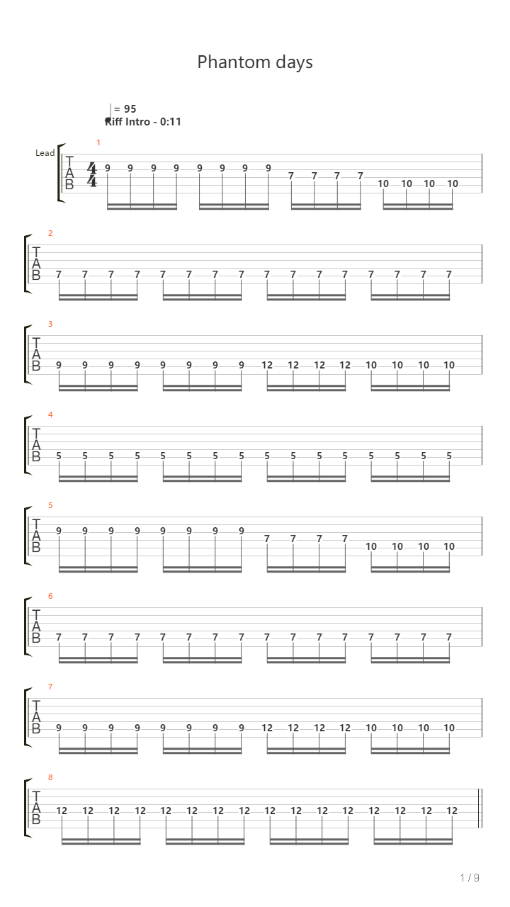 Phantom Days吉他谱